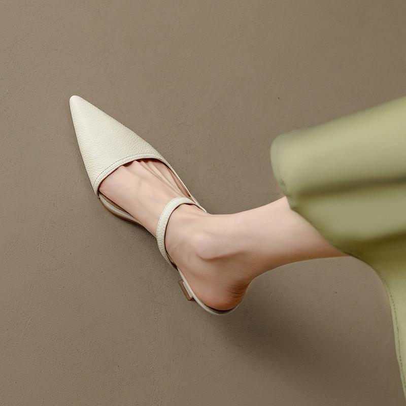 

Девушка-закат~! Темпераментный узор личи полузакрытый острый носок после головы пустой сумки крутые тапочки женщина 34 белый