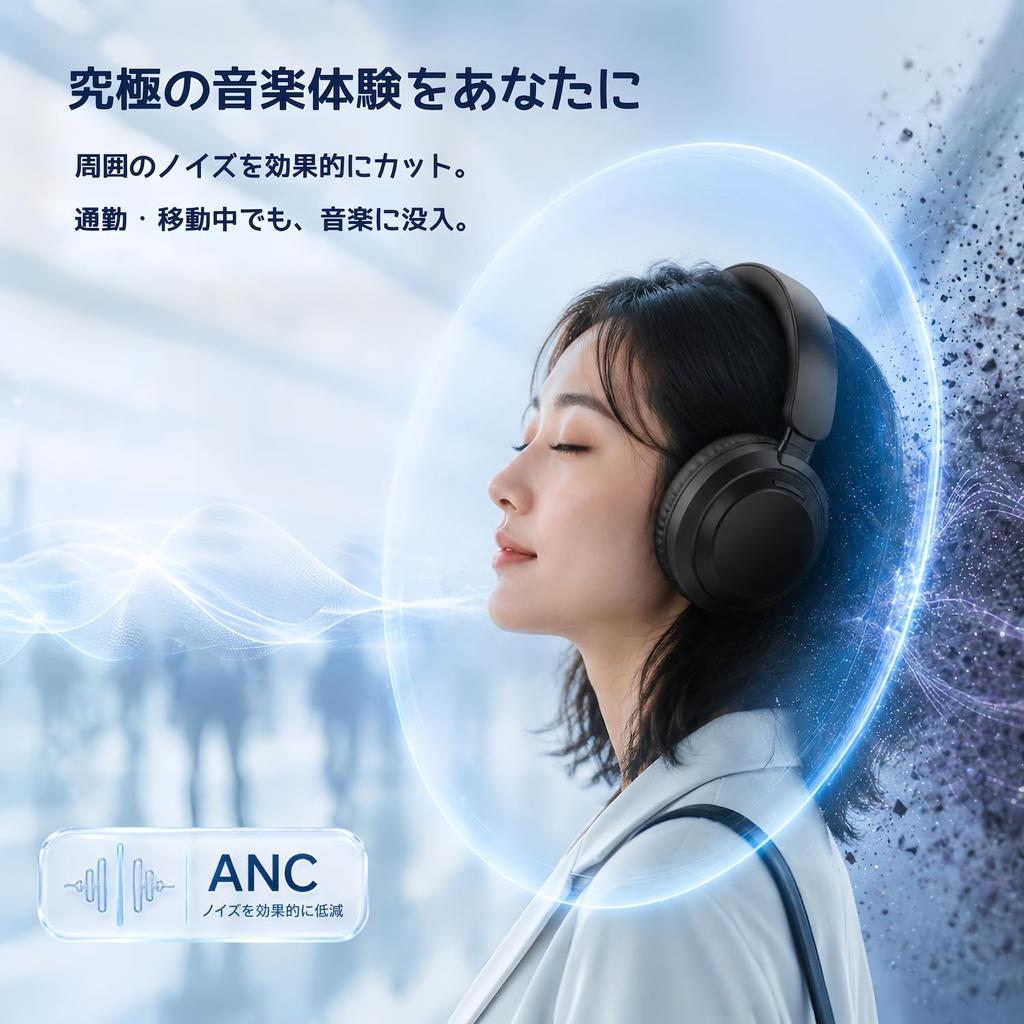 Bluetooth wireless headphones with active noise cancellation up to 60 hours of wired wireless 40mm sound sound leakage IPX5 cable premium black