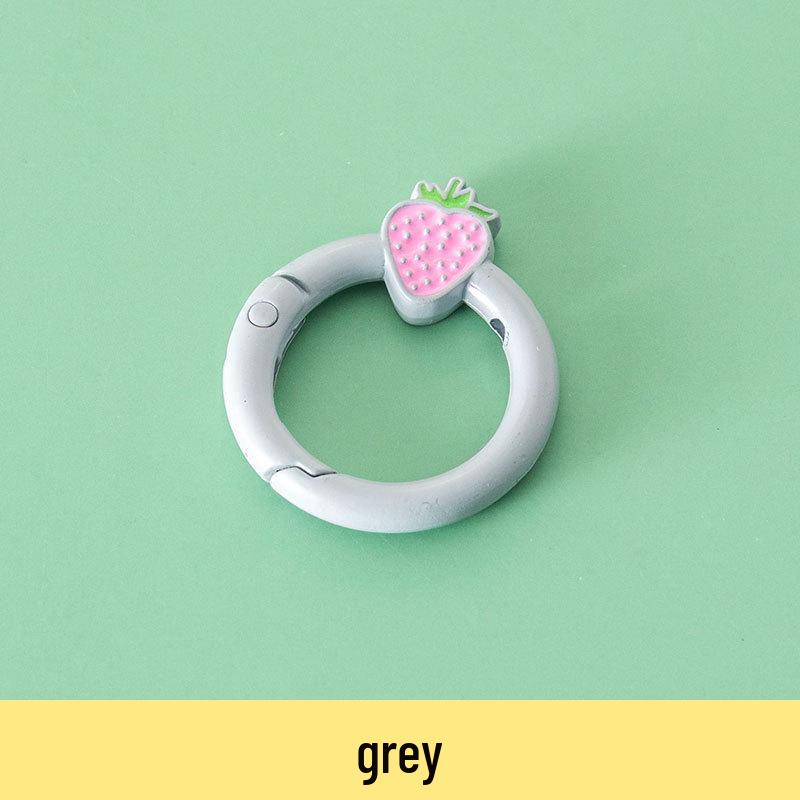 Baked Paint Strawberry Spring Ring Keychain Jewelry Hardware Accessory