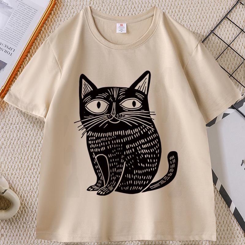 Funny Unique Cat Graphic TShirt Unisex Women Weird Cats T Shirt Vintage Round Neck Cool Streetwear Soft Breathable Tshirt Clothes