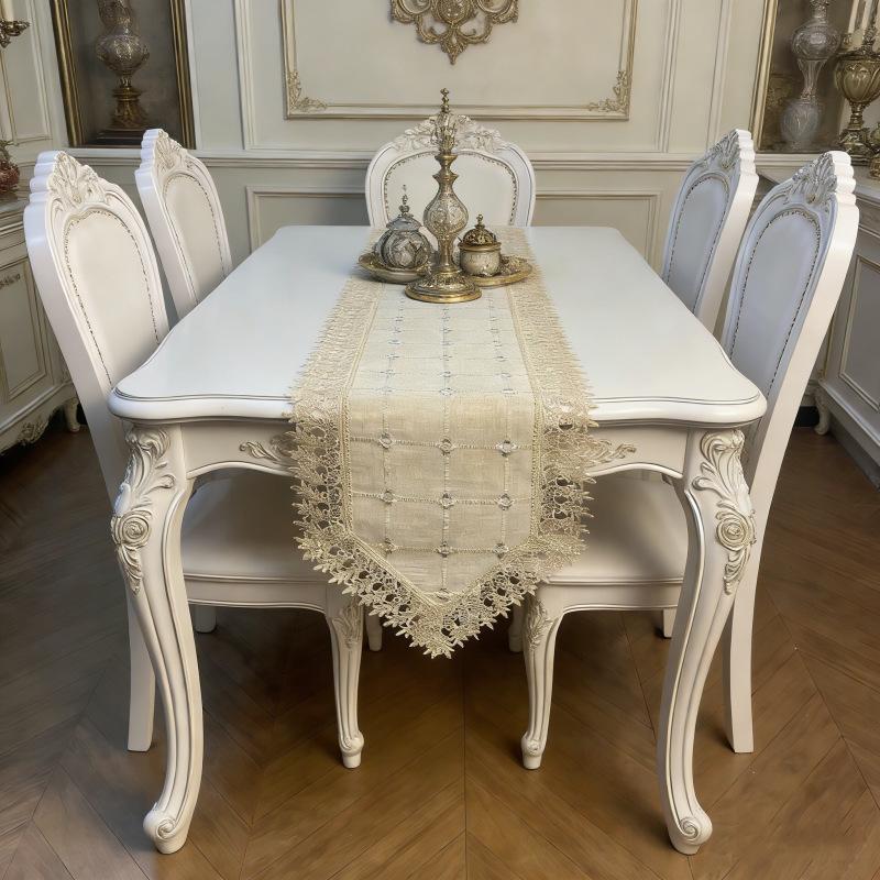 

European Luxury Light Style Sophistication Lace Table Runner Embroidery Table Decoration Flag Wedding Banquet Home Decoration 40x150cm 1pcs абрикосовый