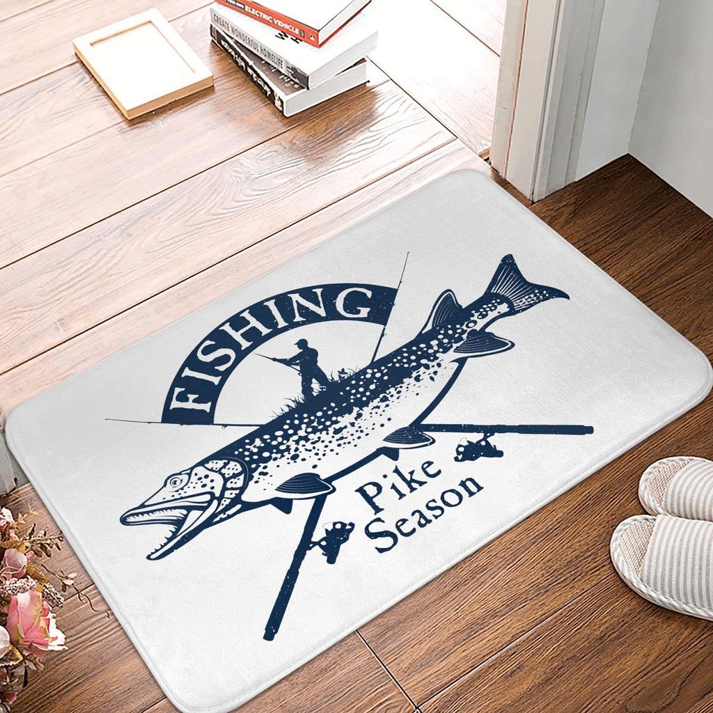 Fishinger Carp Fish Fisherman Front Door Floor Entrance Mats Outdoor  Bath Kitchen Doormat Garden Carpet Rug
