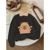 Kids Long Sleeve Crewneck Sweatshirt, Cute Capybara Print, Fashion Outfit for Autumn & Winter