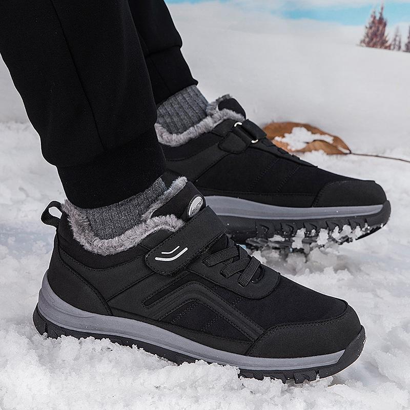 High-top large cotton shoes, winter velvet thickened warm cotton boots, medium walking sports shoes