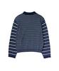 Tudument Stripe Long Sleeve Polo Knit_Navy