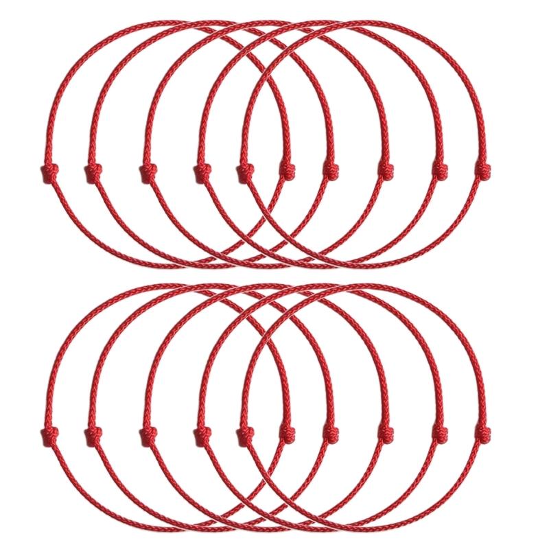 10 Pcs Minimalist DIY Red String Bracelet Adjustable Braid Rope Wristband Couple Jewelry Handmade Woven Bangle Jewelry