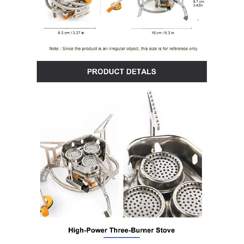 Widesea Camping Tourist Burner Big Power Gas Stove Cookware Portable Furnace Picnic Barbecue Tourism Supplies Outdoor Recreation