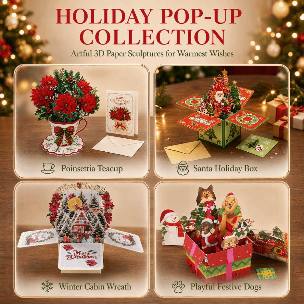 Hot Stamping Christmas Greeting Card Hollow Paper Carving Popup Card Holiday Greeting
