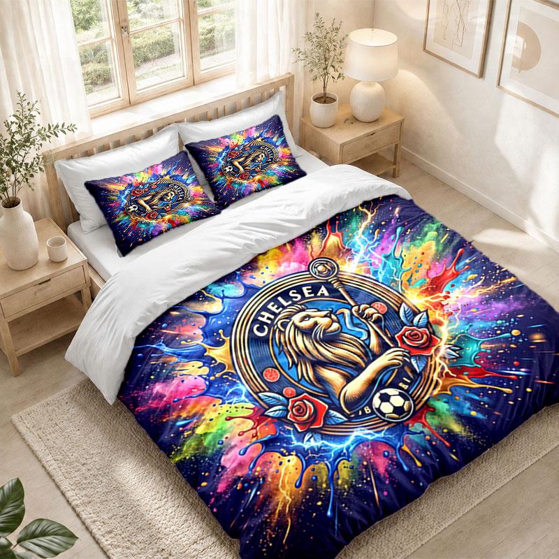 Set de așternut 1 Față de pilotă 2 Fețe de pernă Imprimeu Chelsea FC Dormitor Decorațiune pentru casă