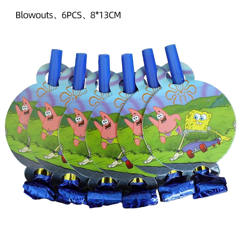 Sponge-Bob Birthday Party Decoration For Kids Toy Aluminum Foil Latex Balloon Cartoon Tableware Event Supplies Banner Backdrops