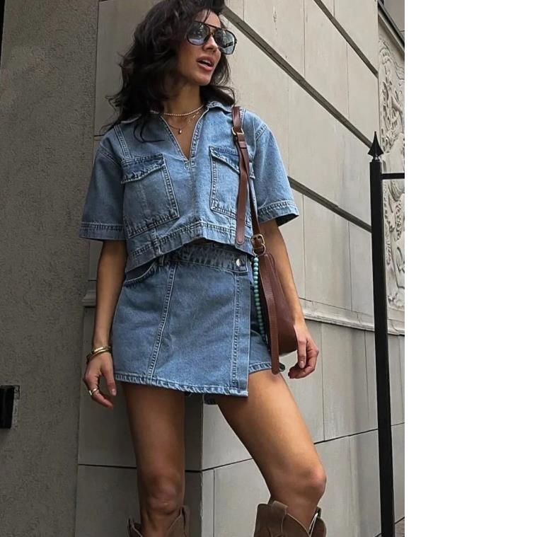 

Костюм на весну и осень, женский темперамент, модный, тонкий, джинсовый, контрастный цвет, повседневные, прямые брюки, костюм из двух частей XS синий