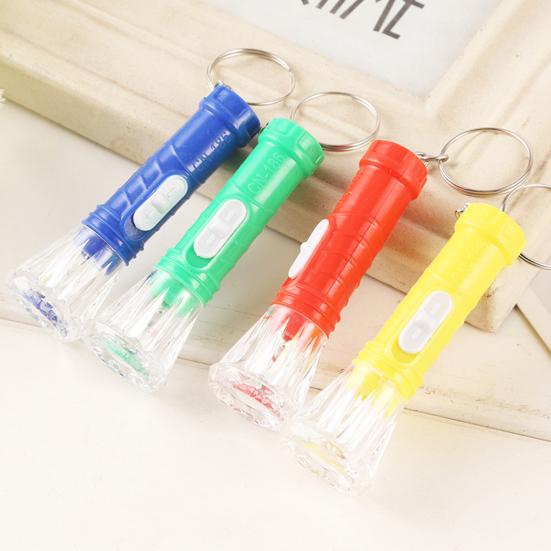 10Pcs Flashlight Toy Metal Buckle Portable Diamond Shape Exquisite Comfortable Grip Entertainment Fine Workmanship Kids Flash Light Key Rings Pendant