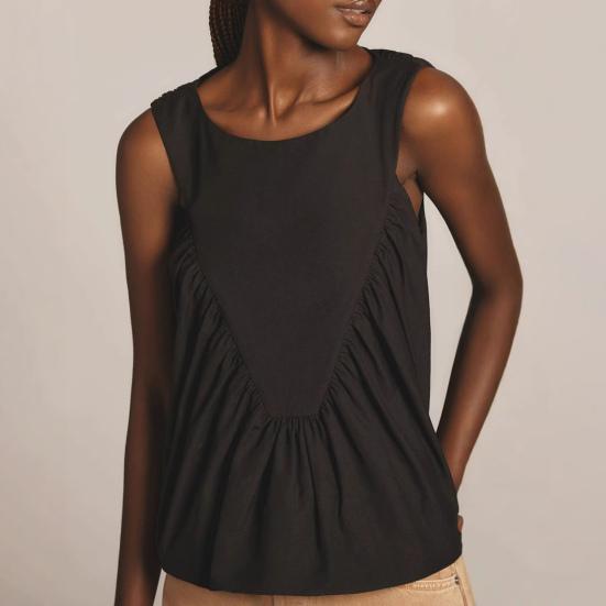 Women Vest Commuter Casual Style Shirt Tops Solid Color Loose Fit Round