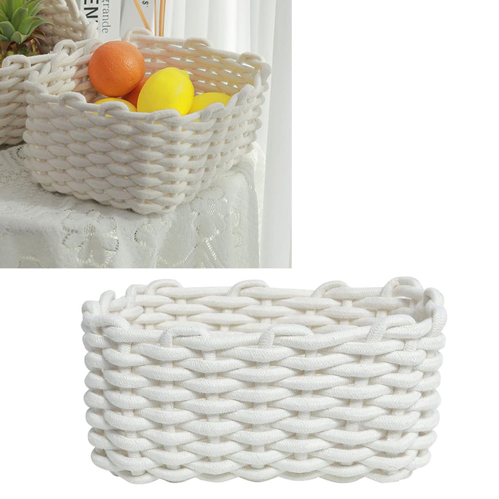 Cotton Rope Storage Basket Hand Knitting Nordic Style Desktop Storage Organizer for Key Snacks Underwear