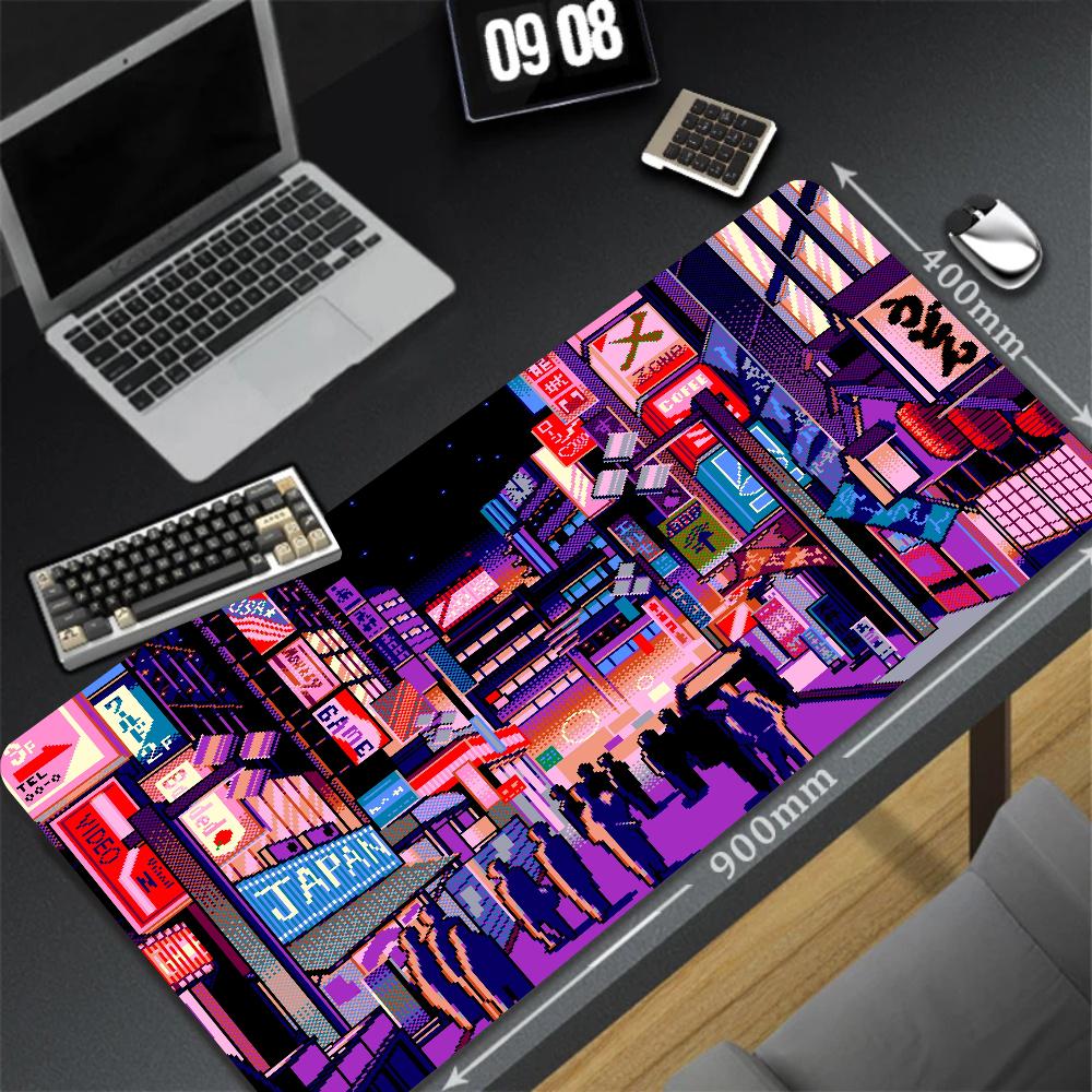 XXL Table Natural Rubber Carpet Large Game Non-slip Mousepad Pixel Sence Cute Mousepad Gamer Street Art Desk Mat For PC Keyboard