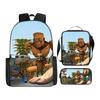 Three-pack Lightweight Children's School Bag Set, School Bag + Lunch Bag + Pencil Bag, Printed School Bag Set