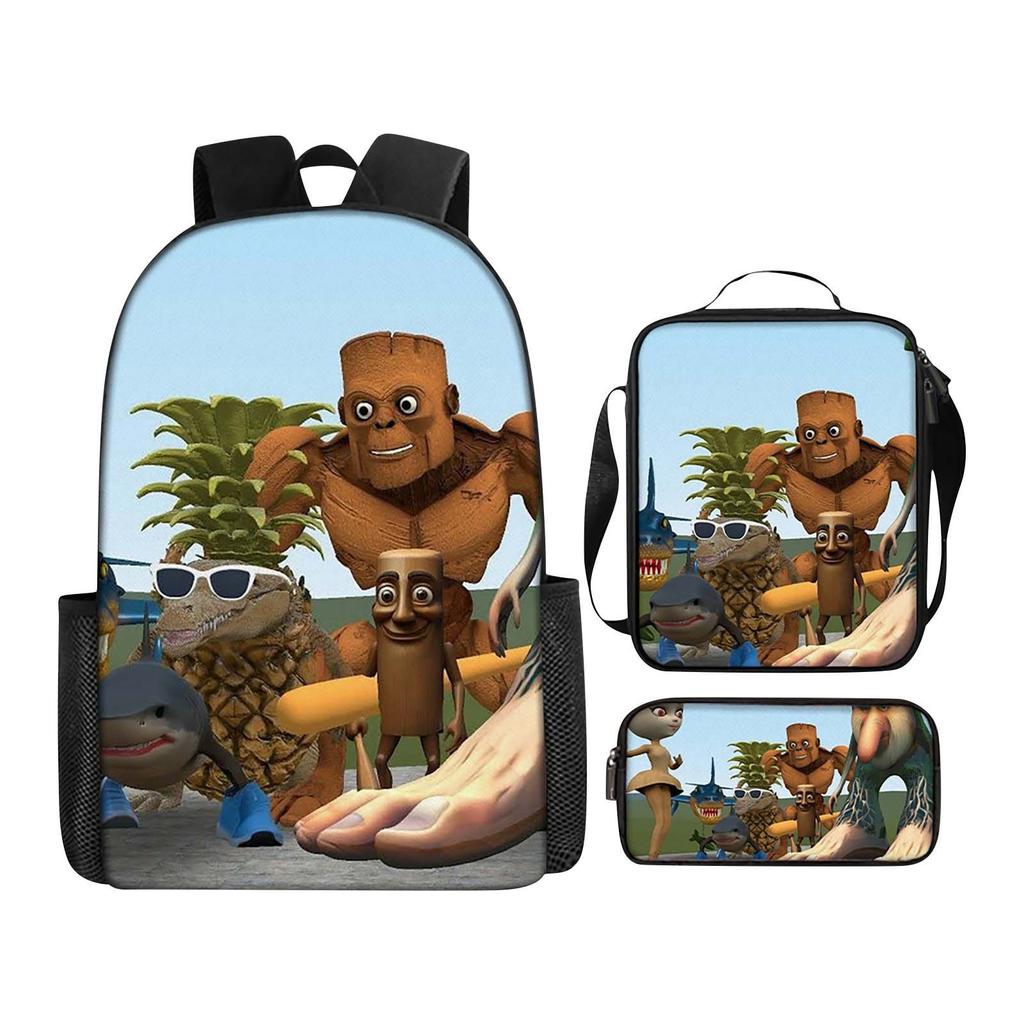 Three-pack Lightweight Children's School Bag Set, School Bag + Lunch Bag + Pencil Bag, Printed School Bag Set