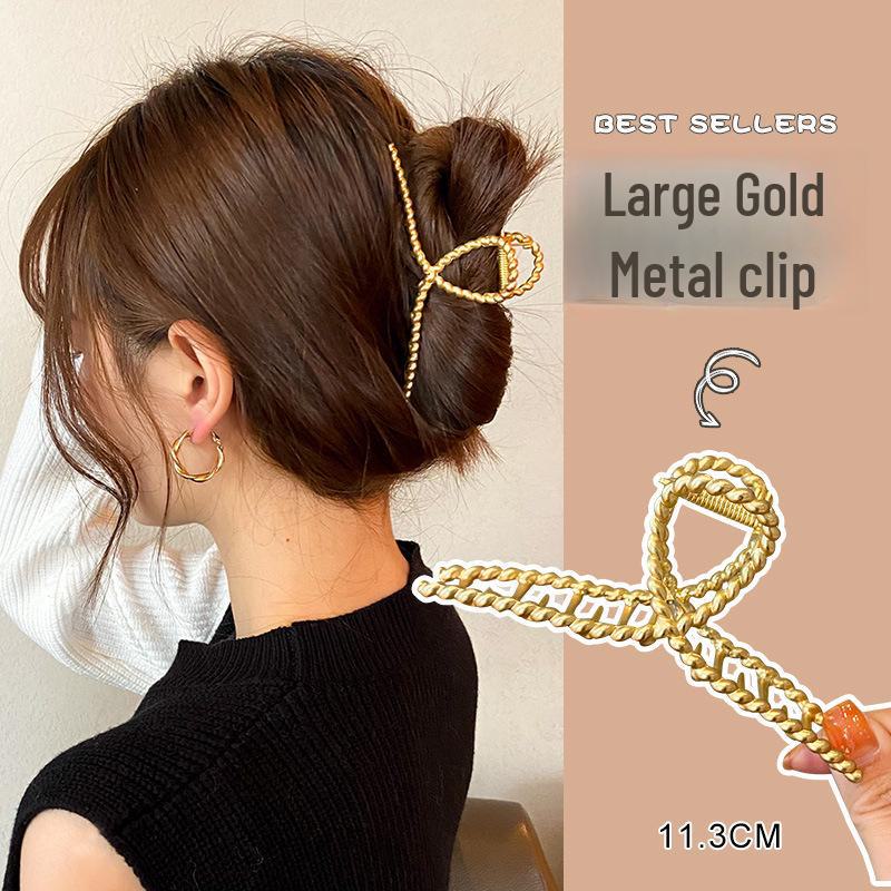 High-End Metal Shark Hair Clip - Elegant Hairpin Bow Accessory