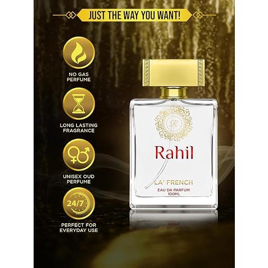 La' French Rahil Perfume For Men & Women |Premium Luxurious Scent | Blended With Oud, Musk And Vanilla | Perfume Gift Set 100 ml