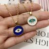 1PC Enamel Evil Eyes Pendant Necklace For Womens Zircon Big Turkish Eye Chains Choker Necklaces Clavicel Chains Lucky Zircon