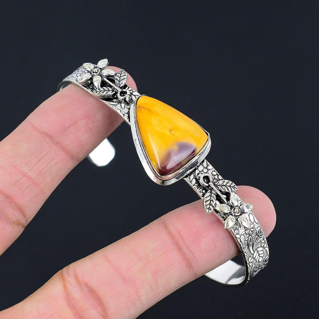 Sisters Day Sale 925 Silver Natural Mookaite Mother Flower Unique Bangle Jewelry