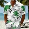 Men's Music Note  3D Print Shirt Button Up Shirt Casual Shirt Summer Shirt Short Sleeve Daily Vacation Clothing