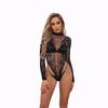 Long Sleeve Mesh Jacquard Bodysuit Lingerie
