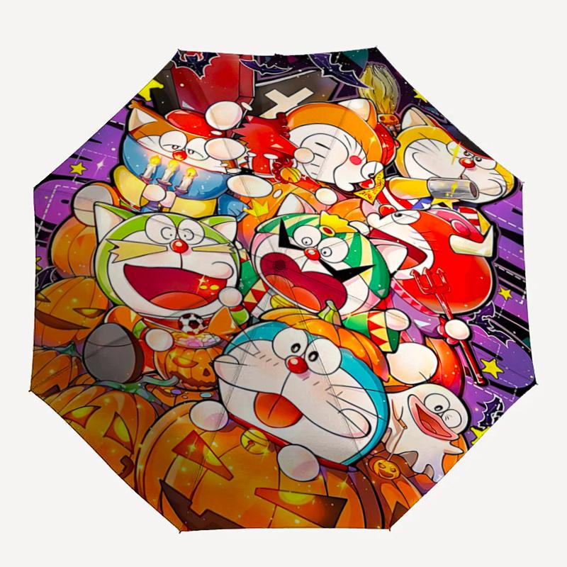 1pc Doraemon and Friends Halloween Fun Automatic 3-Fold Umbrella Design, Cute Cartoon Pattern, Portable Outdoor Umbrella, Perfect, Holiday Gift F
