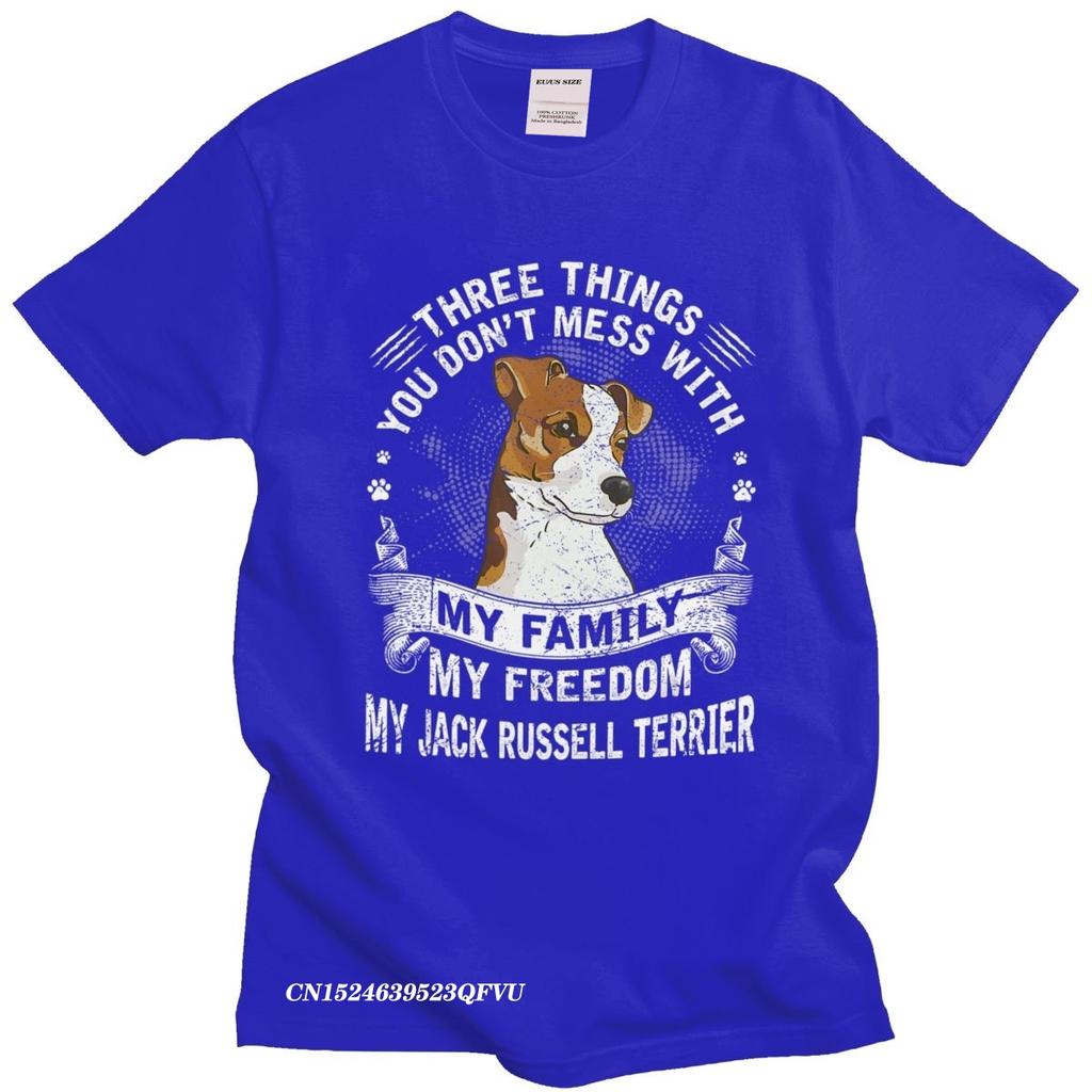 Retro Jack Russell Terrier Tshirt Three Things You Dont Mess With Oversized Cotton TShirt Aesthetic Dog Owner Camisa Tee Shirt