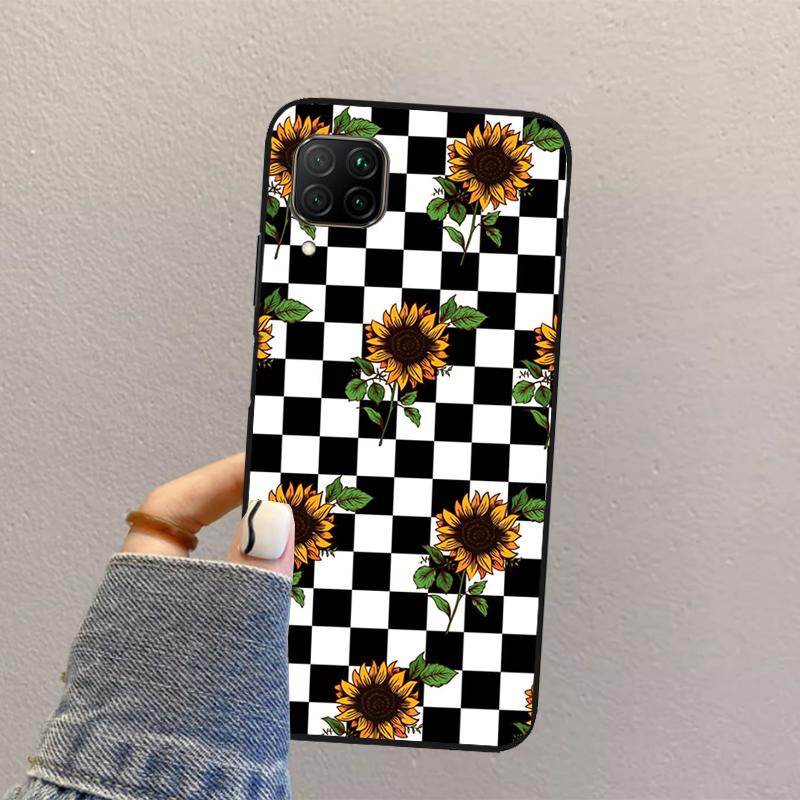 

Checkerboard Sunflower For Huawei Nova Y70 Y90 Y60 Y73 Y72 Y61 Y91 12s 12i 11i 8i 9 10 SE P40 Lite P60 P30 Pro Case Huawei Nova Y61