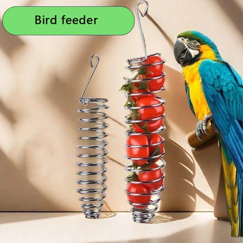 Hanging Parrot Forager Feeder Durable Outdoor Bird Feeding Device Spiral Design Natural Fruit Basket for Small Pets