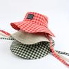 Small Fresh Checked Large Brim Showing The Face of The Little Fisherman Hat for Women In Summer Travel Sun Hat All Round Sun Protection Hat
