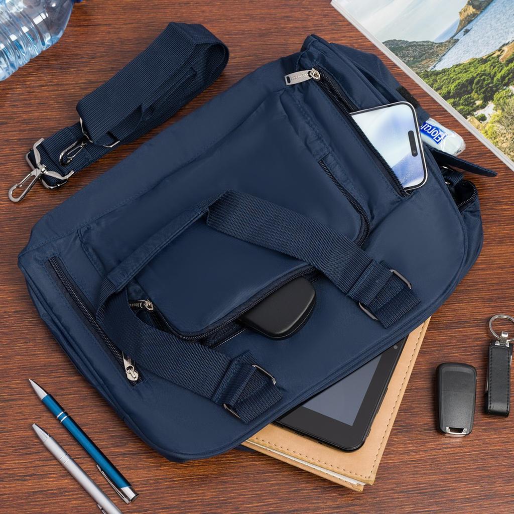 Damska torebka lekka duża A4 modna torba shopperka granatowa na ramię Beltimore J32