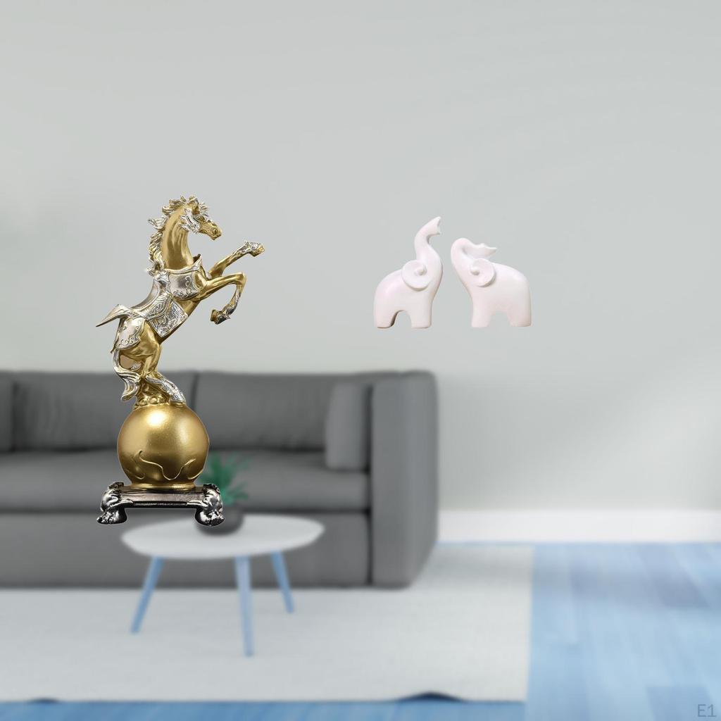 Modern Resin Horse And Elephant Art Figurine Set Unique Collectible Animal Sculptures for Living