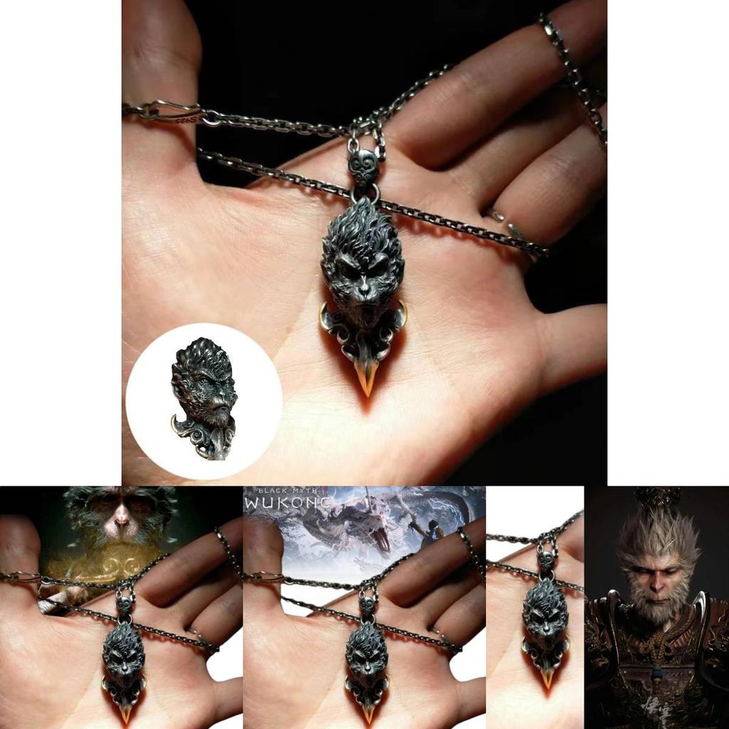Exquisite Geometric Black Myth Wukong Necklace Vintage Hip Hop Design For Collectors