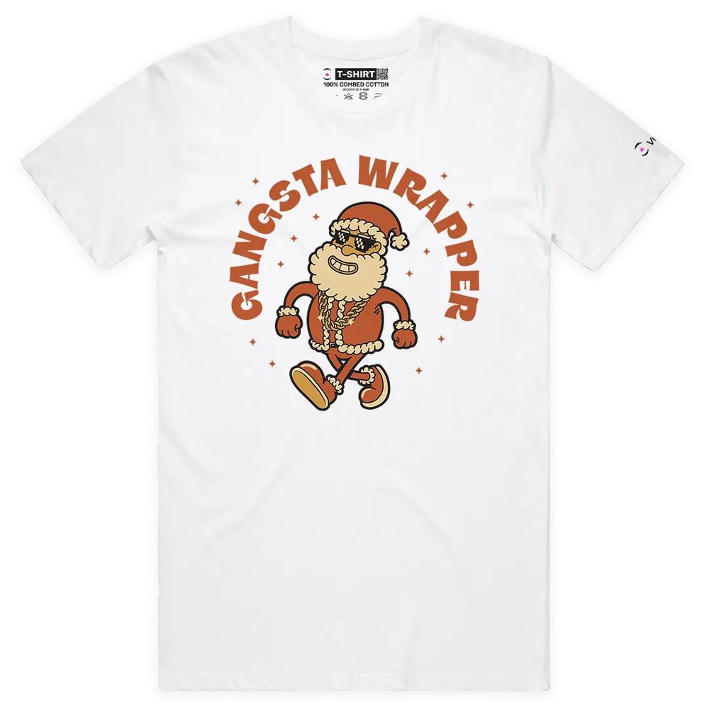 VOICEART Santa Claus Rapper Funny Christmas Graphic Premium T-Shirt for Holidays S