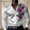 Fashion Colorful Flowers Pattern 3D Print Mens Long Sleeve Shirt Autumn Button Down Casual Shirt Lapel Mens Clothing Tops