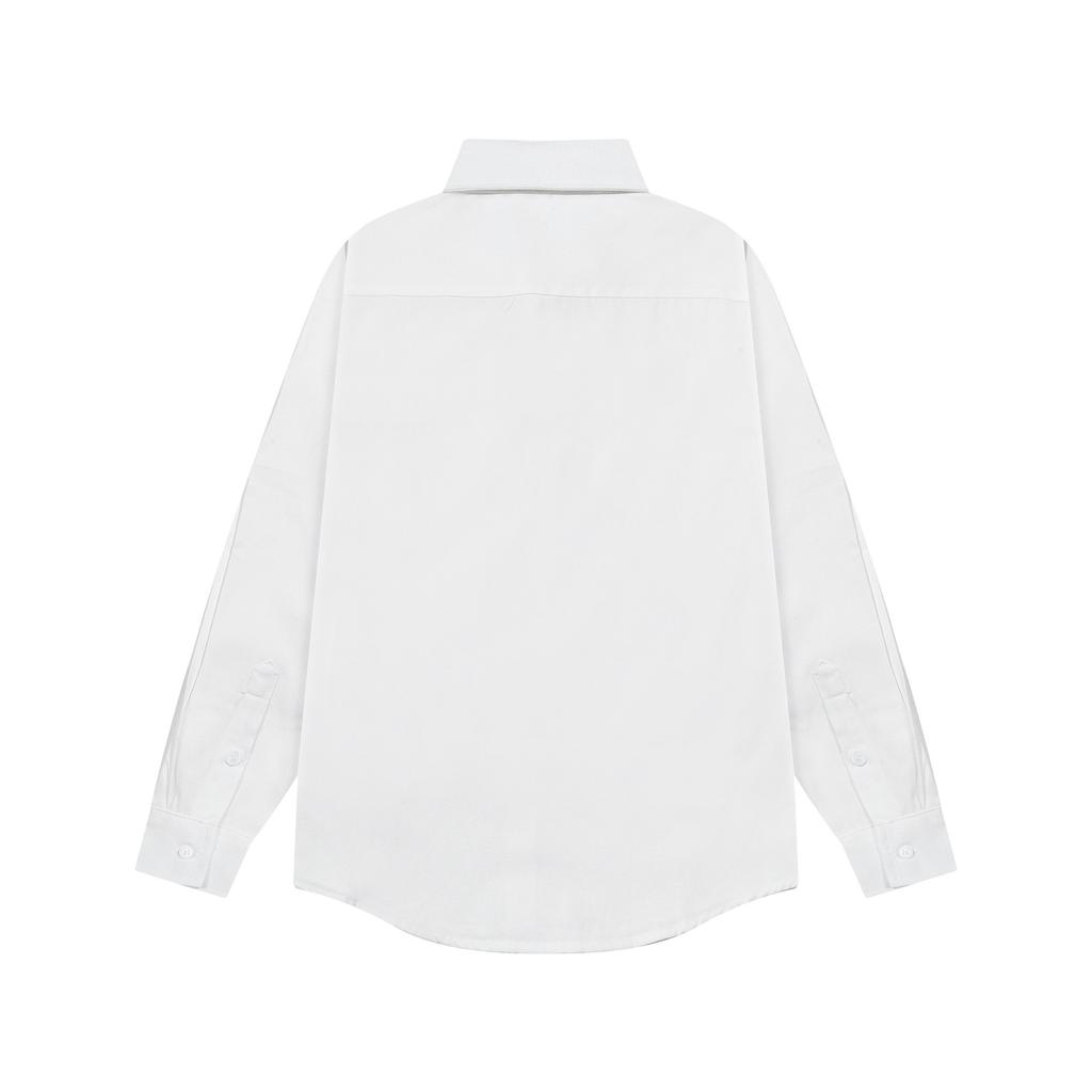 2026 Autumn New Product Chest Pocket Classic Invisible 3D Embroidered Small Love Casual Cotton Solid Color Long Sleeve Shirt