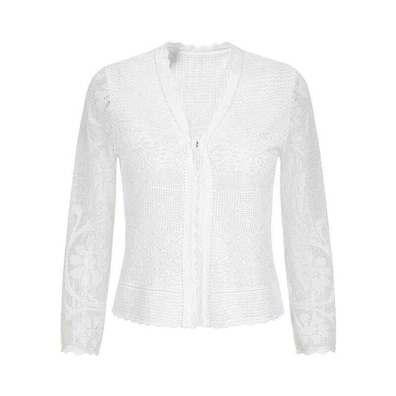 JUZUI Elegant Hollow Out Rhinestone V-Neck Knit Top