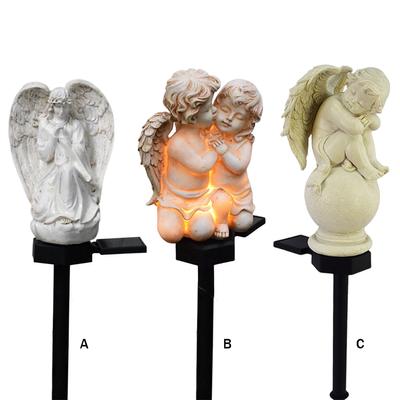 Solar Yard Landscape Lamp Crafts Resin Angel Outdoor Lawn Lamp Lighting Ornaments IP55 Waterproof Home Decor for Lawn Garden