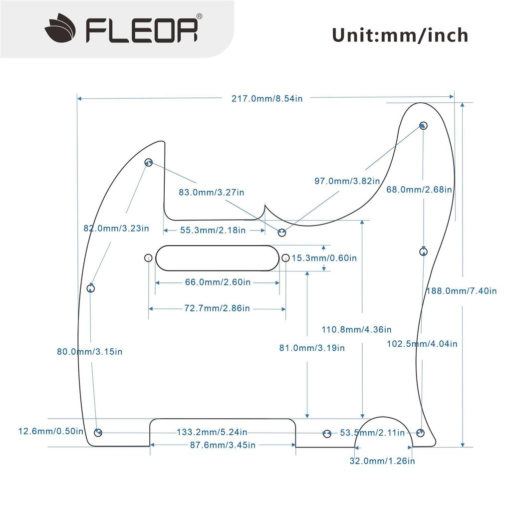 FLEOR 8-Hole Telecaster Pickguard, Screw-Fit USAMX Standard Telecaster Pickguard Replacement, 4-Ply Black Pearl