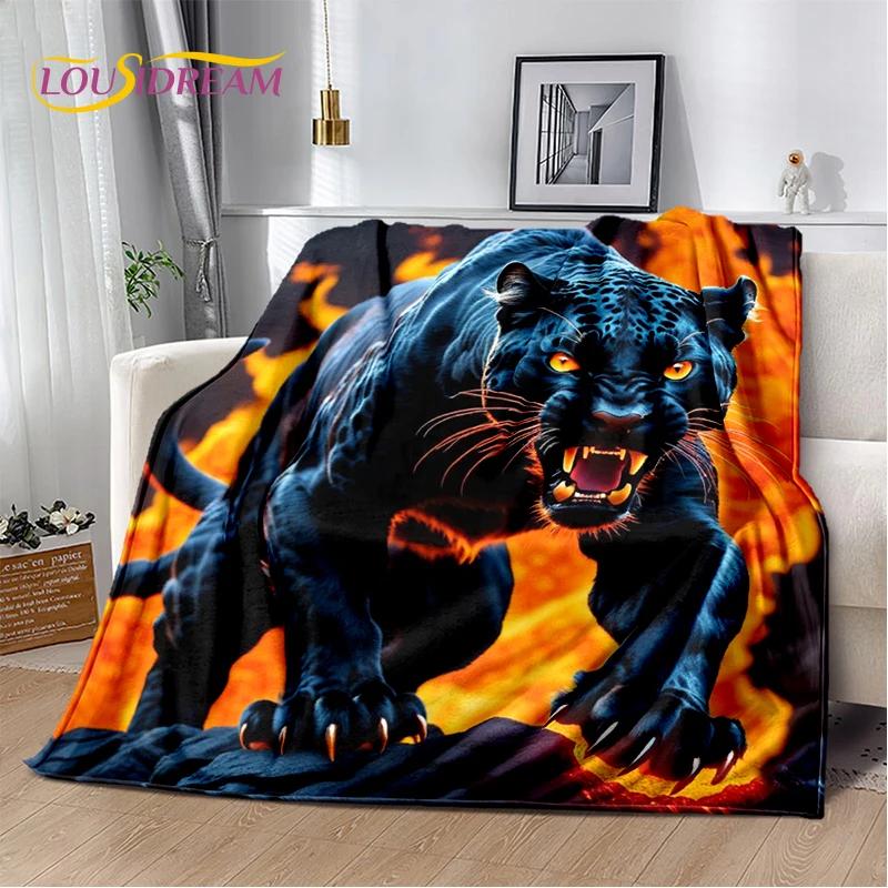 Wilde Tiger-Löwe-Leopard-Tier-Wildtier-Cartoon-Decke, weiche Überwurfdecke für Zuhause, Schlafzimmer, Bett, Sofa, Picknick, Büro