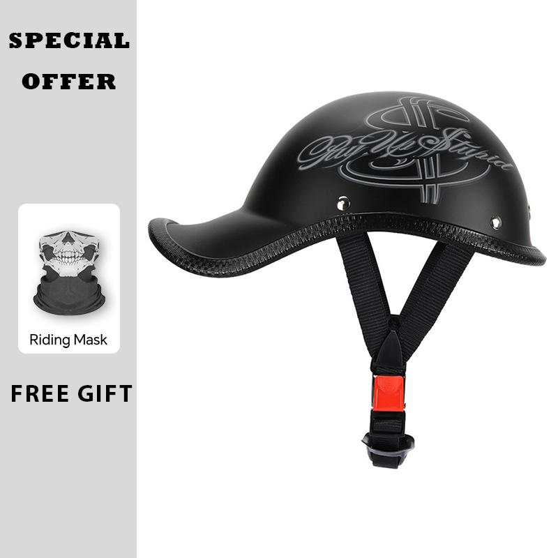 Unique Half Helmet Harley Motorcycle Helmet for Scooter Cruiser Men Women Summer Electric Helmet Baseball Cap Lightweight DOT