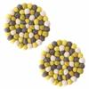 DEKORANDO Felt Round Coasters, Set of 2 (Yellow X Gray)