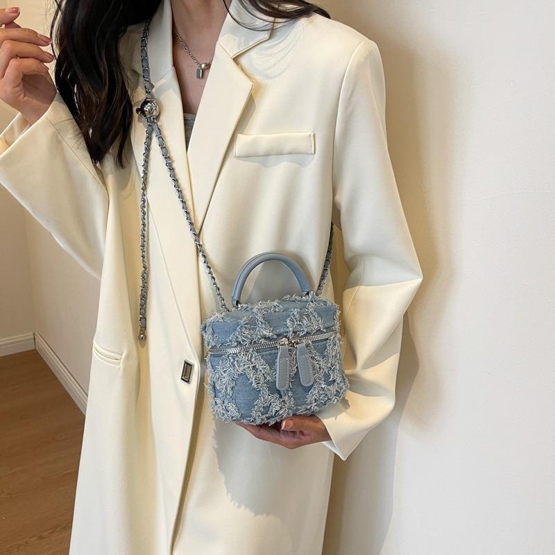 Fashion Versatile Spring New Commuter Denim Small Square Bag Shoulder Messenger Chain Women's Bag