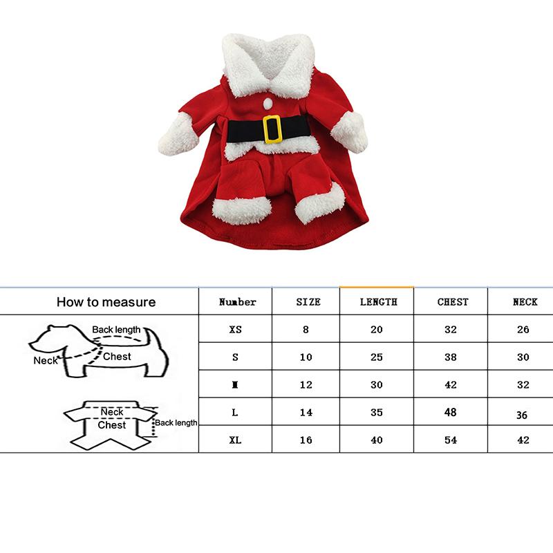 Niedliches Hunde Weihnachtsmann Outfit Weihnachtskostüm für kleine Hunde Katzen Teddy Yorkie Cosplay Kleidung Verkleidung Jumpsuit Partyzubehör