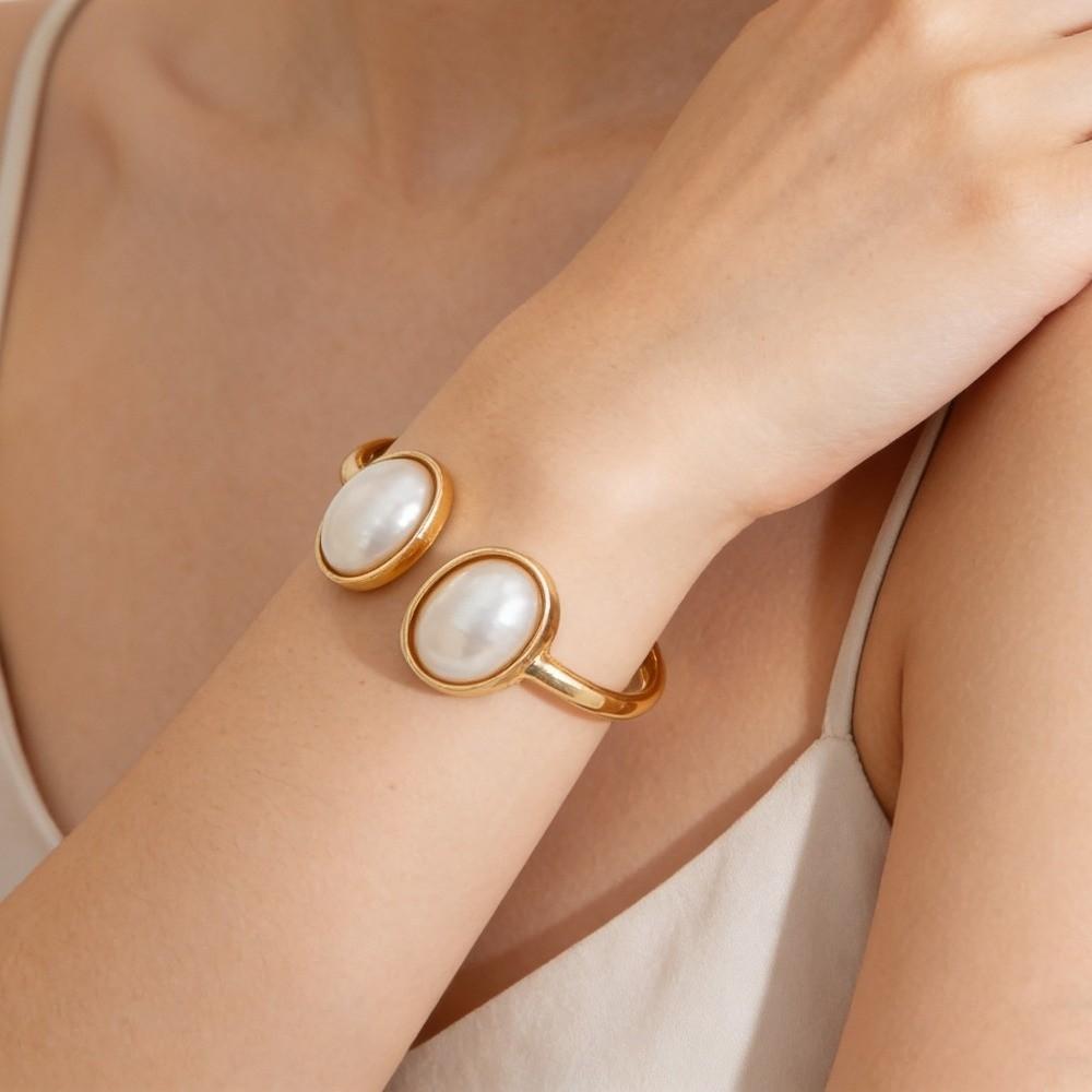 Smooth Metal Metal Bracelet Gold Color Geometric Bangle Exaggerated Punk Bangle Hip Hop Fashion