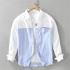 Autumn Splicing Men's Shirt Long Sleeve Cotton Japanese Style Oxford Shirts for Men Casual Tops Spring Mens Clothing