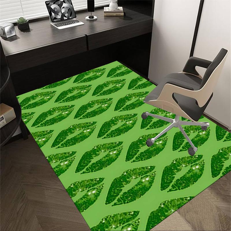 1PC Lips Green Extra Large Non Slip Floor carpet, Office, family, bedroom, Studio Large Area Rug Indoor Rugs, , Vibrant Colors