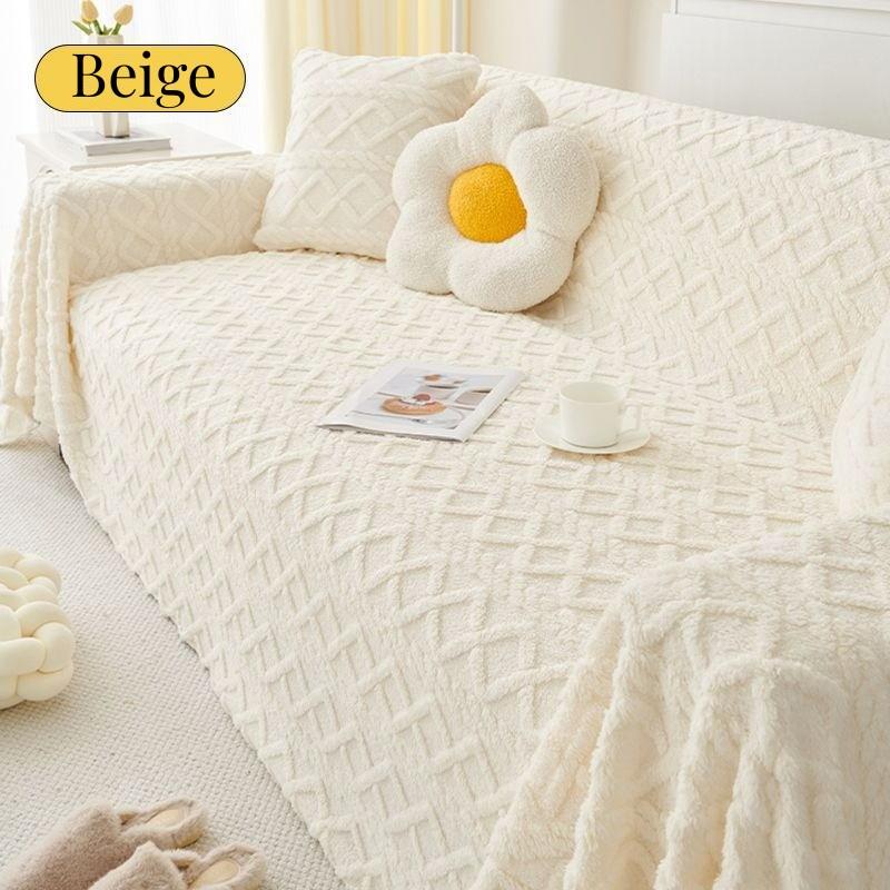 Мягкое полотенце для дивана с рисунком аргайл для гостиной зимние теплые мягкие коралловые бархатные чехлы для диванов универсальный чехол в современном стиле 180x130cm бежевый 13489₽